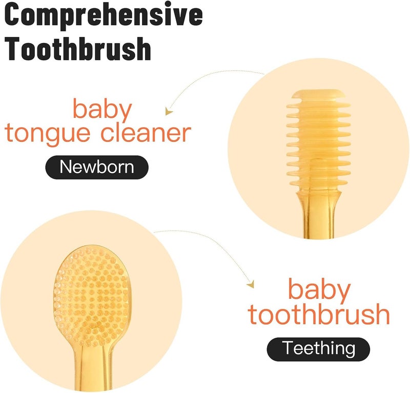 LeafLoom Baby Oral Cleaning Brush 2 In 1 Toothbrush Tongue Brush Bpa Free Soft Silicone Bristle Oral Care Toothbrush For Baby 6 Month To 24 Months,With Storage Box - Manual,Baby,Multicolor,70 G - Image 4