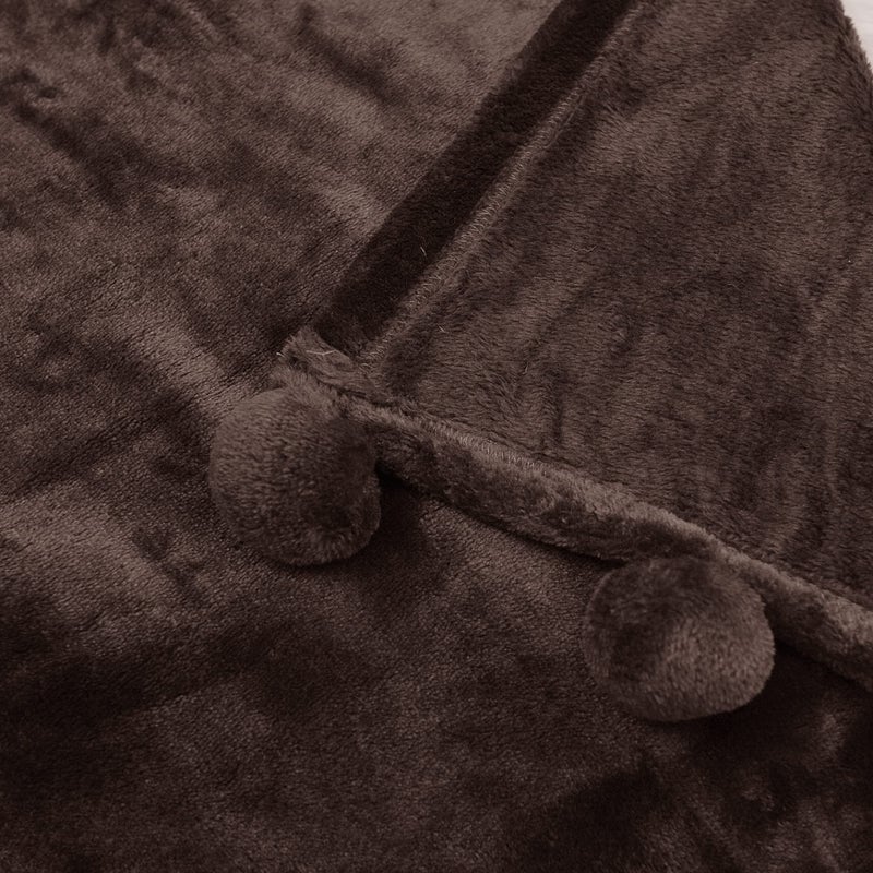 Home Soft Things Pompom Bed Couch Throw Blanket, 50'' x 60'', Chocolate, Fuzzy Soft Comfy Warm Decorative Throw Blanket for Living Room Bedroom Suitable for All Seasons - Image 5