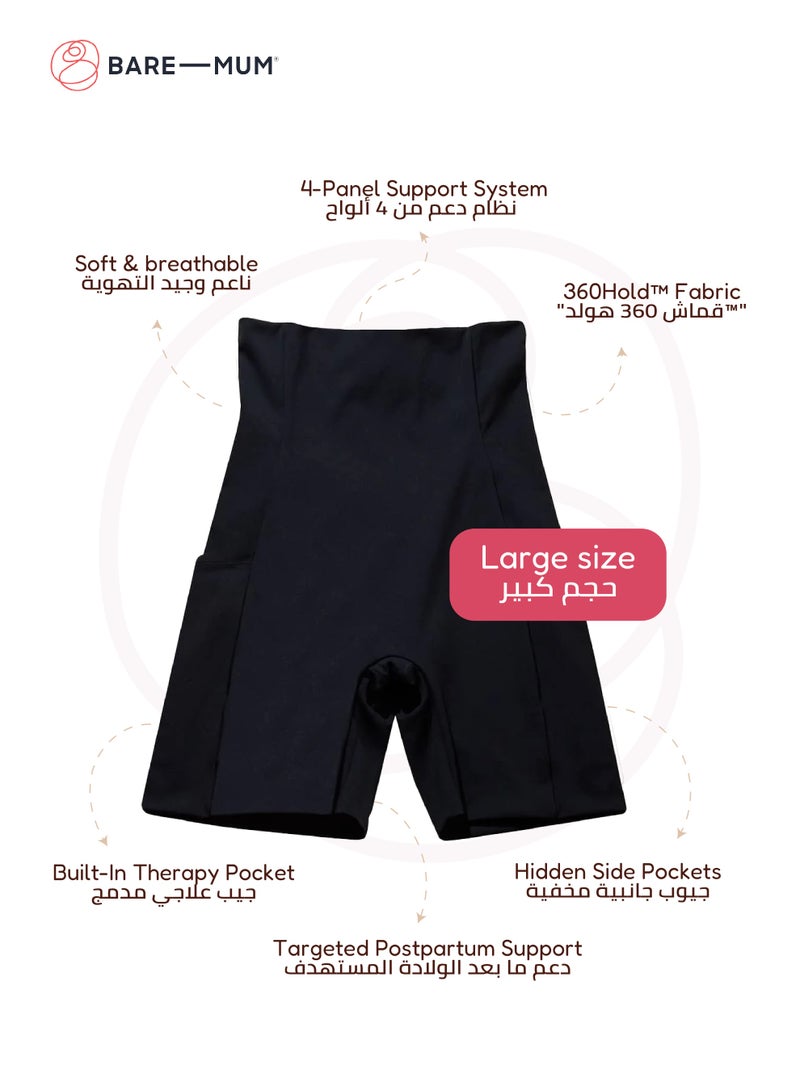 BARE-MUM Postpartum Recovery Shorts | 360˚ Support for Abdomen | Pelvic Floor & Back | Warm & Cool Therapy Pocket | Seamless Design | Breathable | Machine Washable | Size: Large - Image 3