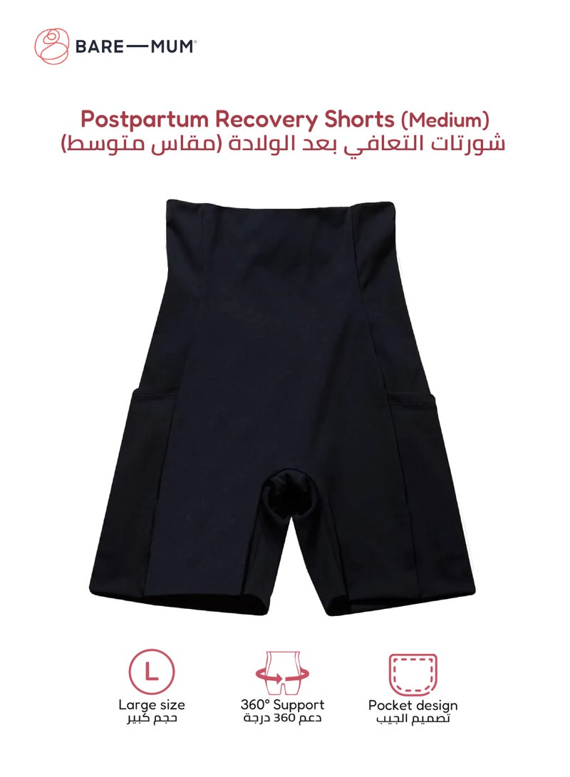 BARE-MUM Postpartum Recovery Shorts | 360˚ Support for Abdomen | Pelvic Floor & Back | Warm & Cool Therapy Pocket | Seamless Design | Breathable | Machine Washable | Size: Large - Image 1