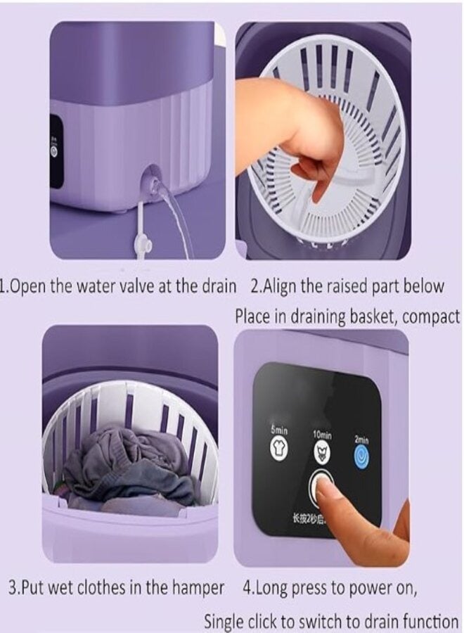 زوم بلس غسالة محمولة، غسالة صغيرة قابلة للطي، مجفف دوران، غسالة دلو صغيرة قابلة للطي، مناسبة للسكن في الشقة، والسفر - Image 5