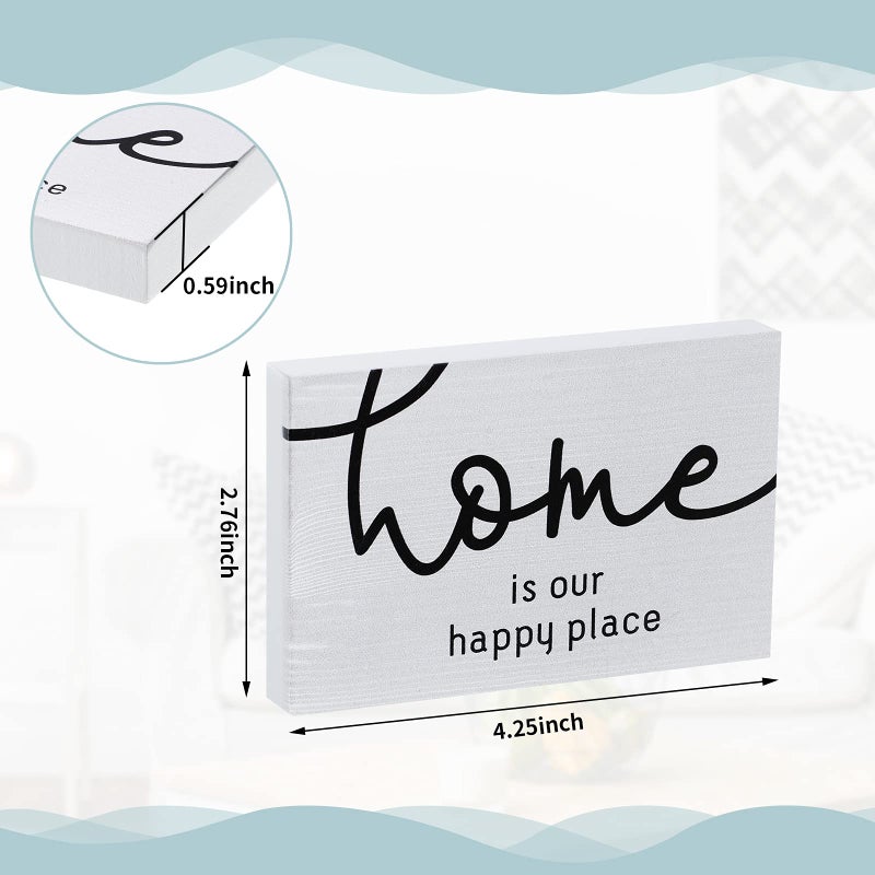 Jetec 3 Pcs Family Home Blessed Rustic Wood Sign Mini Wood Decorative Farmhouse Woodworks Table Shelves Decorations Sign for Bedroom Kitchen Living Room Table Decor(White,4.25 x 2.76 x 0.59 in) - Image 3