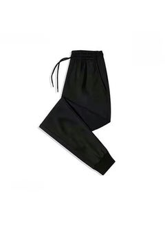 Greencargo Mens Loose-Fit Casual Pants Spring Autumn Tactical Outdoor Climbing Pants American Style Fashion Brand Elastic Waist Solid color casual pants Black
