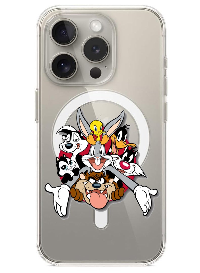 Theodor Magnetic Case for iPhone 15 Pro Max 6.7-inch Compatible with MagSafe Wireless Charging, Shockproof Phone Bumper Cover Looney Tunes - Image 1