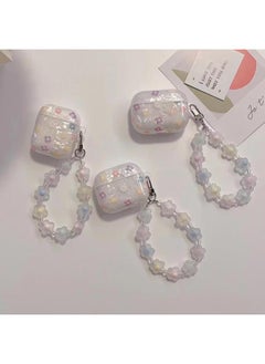 For AirPods Pro2 Earphone Protective Cover Simple Shell Pattern Soft Shell For Apple 1/2/3 Generation Bluetooth Pendant-Color:Flower + Flower Pendant-Applicable Model:Airpods Pro