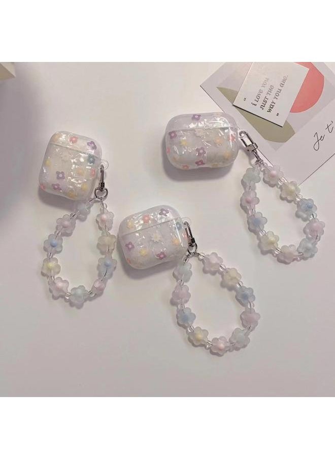 Generic - For AirPods Pro2 Earphone Protective Cover Simple Shell Pattern Soft Shell For Apple 1/2/3 Generation Bluetooth Pendant-Color:Flower + Flower Pendant-Applicable Model:Airpods Pro - Image 1