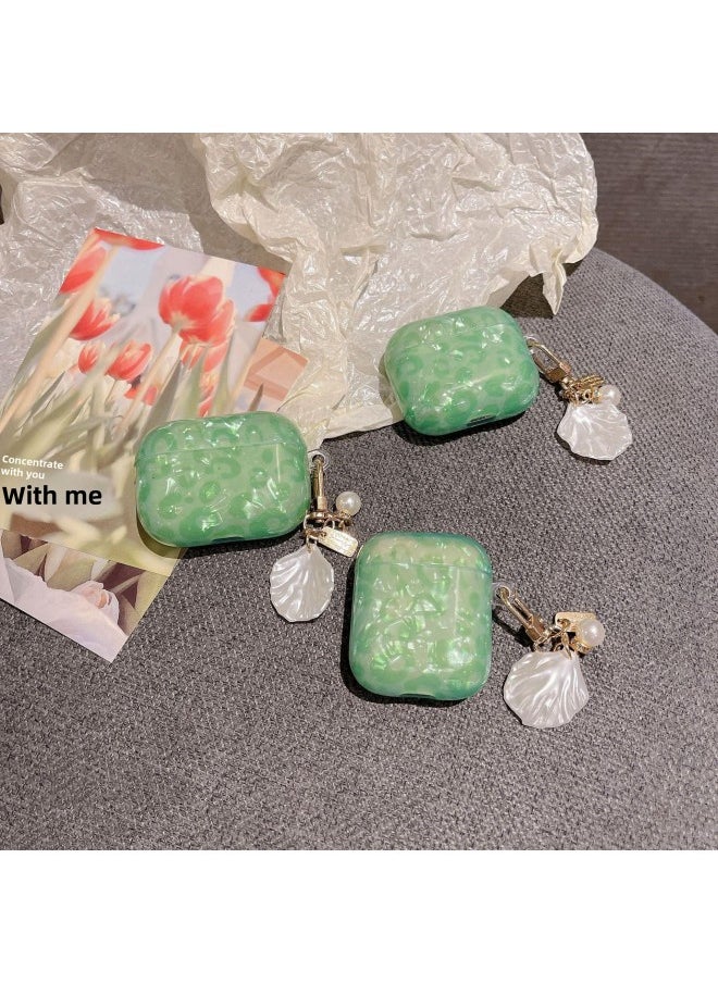 Generic - For AirPods Pro2 Earphone Protective Cover Simple Shell Pattern Soft Shell For Apple 1/2/3 Generation Bluetooth Pendant-Color:Flower + Flower Pendant-Applicable Model:Airpods Pro - Image 1