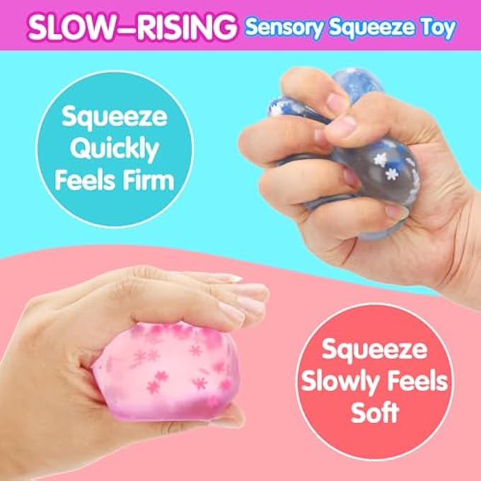 Siwarm Fidget Toy Stress Cube- 4 Pack Sensory Squeeze Toys, Slow Rising Squishy Cube Filled with Thick Substance and Snowflakes Crafts, Anxiety Stress Relief Calming Tool for Adults and Kids - Image 5