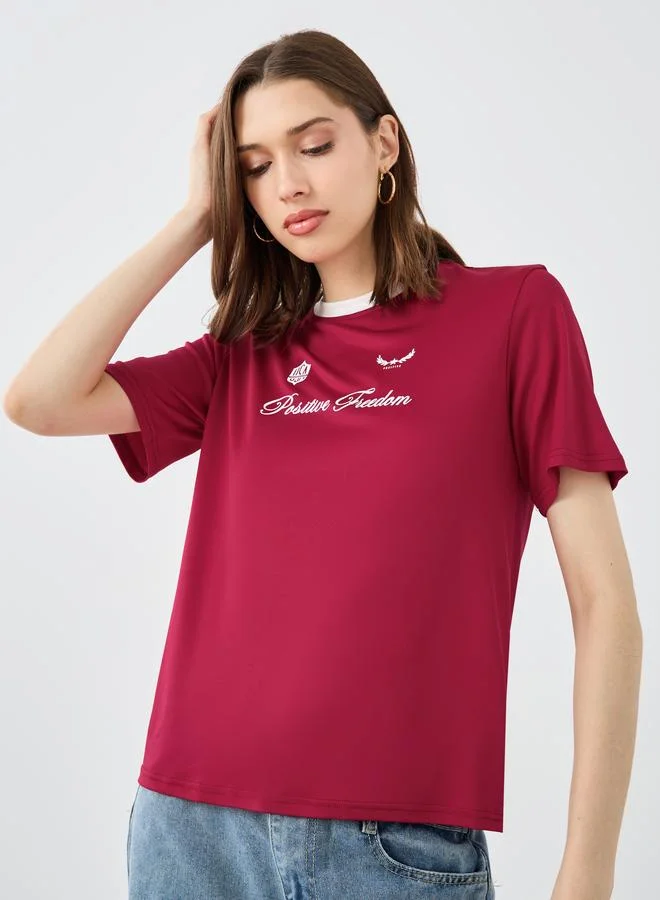 Take Two Take Two Slogan Print Regular Fit T-Shirt