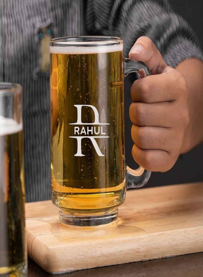 Nutcase Customized Glass Beer Mugs with Handle-Engraved Beer Cup with Initial, Name - Image 3