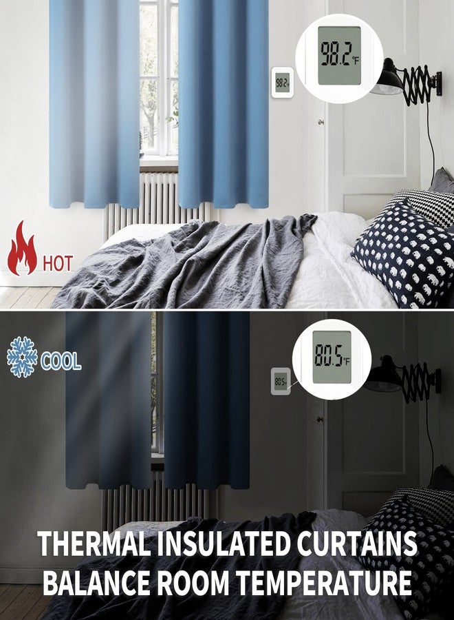 BGment ستائر تعتيم من قماش الدنيم الأزرق من بي جي إمنت لغرفة النوم، طولها 45 بوصة - ستائر عازلة للحرارة قصيرة الطول لتعتيم الغرفة مع جيب للعمود لنافذة المطبخ والحمام، مقاس 42 × 45 بوصة، قطعتان - Image 3