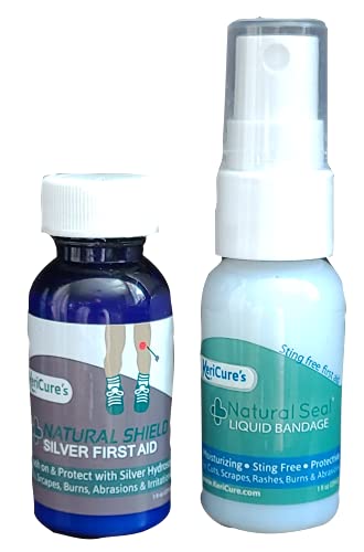 KeriCure Natural Seal Spray on Bandage and Natural Shield Silver Brush on Bandage Combo, Protective Silver First Aid, Made in USA, Woman Owned Small Business - Image 1