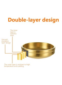 Y&D Stainless Steel Sauce Dish, 4Pcs Double-Deck Mini Round Seasoning Bowls for Salad Dressing Ketchup Appetizer Side Dish Sushi Dip 9cm, Gold  - Image 2