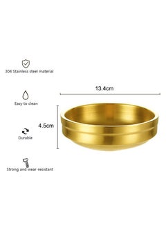 Y&D Stainless Steel Sauce Dish, 4Pcs Double-Deck Mini Round Seasoning Bowls for Salad Dressing Ketchup Appetizer Side Dish Sushi Dip 9cm, Gold  - Image 3