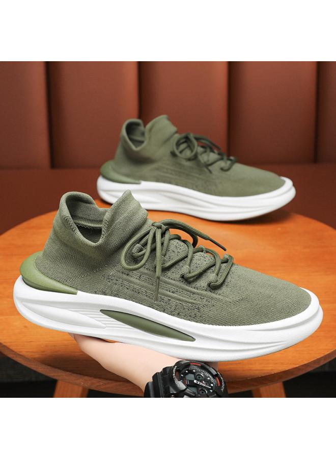 شك أحذية رجالية شعبية الصيف تنفس شبكة جوز الهند أحذية رجالية على الطراز الكوري كل مباراة سميكة سوليد المنسوجة يطير حذاء رياضة أحذية توري عادية - Image 2