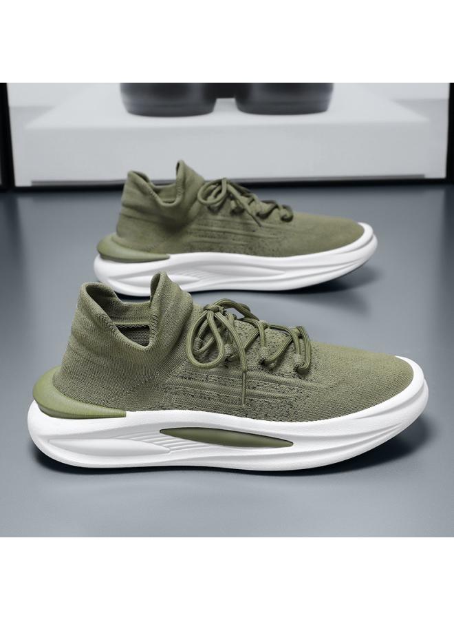 شك أحذية رجالية شعبية الصيف تنفس شبكة جوز الهند أحذية رجالية على الطراز الكوري كل مباراة سميكة سوليد المنسوجة يطير حذاء رياضة أحذية توري عادية - Image 4