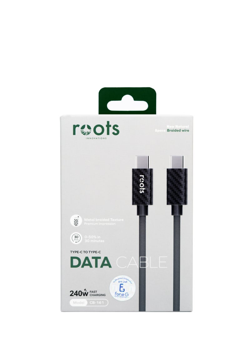 روتس كيبل بيانات مجدول من roots تايب سي إلى تايب سي، 240 واط، 2 متر - Image 4
