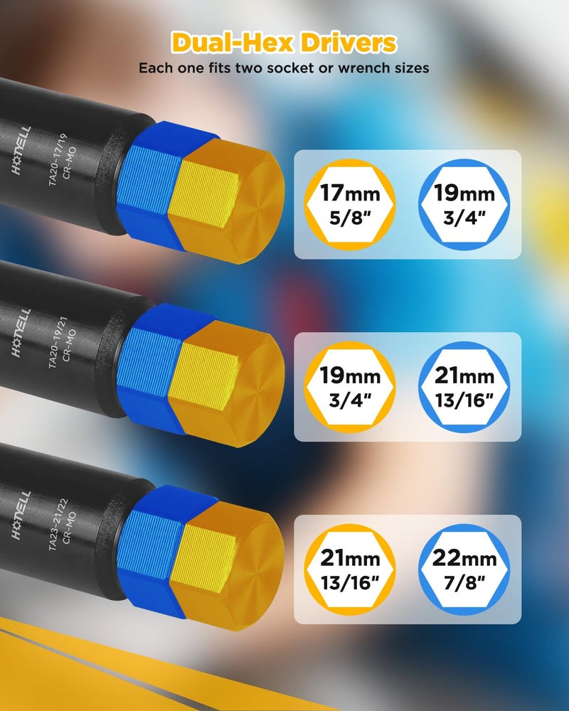 HOTYELL 10 Spline Lug Nut Key, Thicker Wall 10-Spline Lug Nut Socket Set, Break-Resistant Wheel Lugnut Removal Tool for Aftermarket Locking Lug Nuts, Compatible with Bimecc Lug Nuts (3 Piece Set) - Image 4