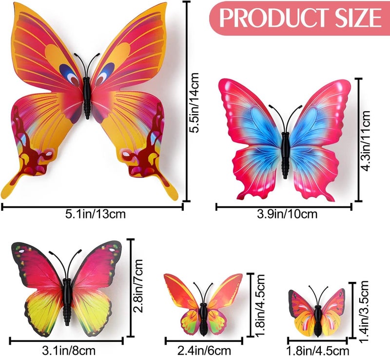 LiveGallery 72 PCS Removable 3D DIY Beautiful Butterfly Wall Decals Colorful Butterflies Art Decor Wall Stickers Murals for Home Nursery Bedroom Classroom Offices TV Background Multicolor - Image 3