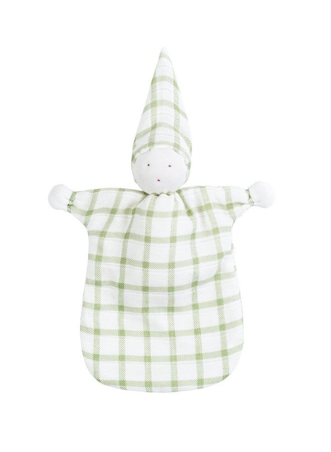 Under the Nile Organic Cotton Muslin Sleeping Lovey - Windowpane Sage, 8"