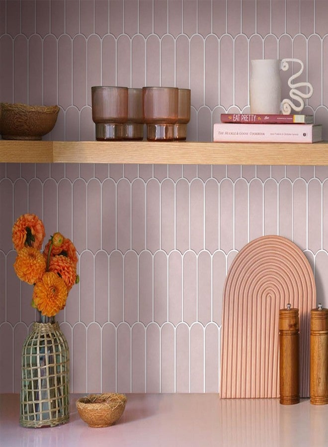 Commomy 10 Pcs 3D Pink Peel and Stick on Splash Back,11'8 x 11'8 Matt UrltraLight PVC Long Fish Scale Self Adhesive Wall Tiles for Kitchen, Bathroom, Living Room, Bedroom, RV - Image 2