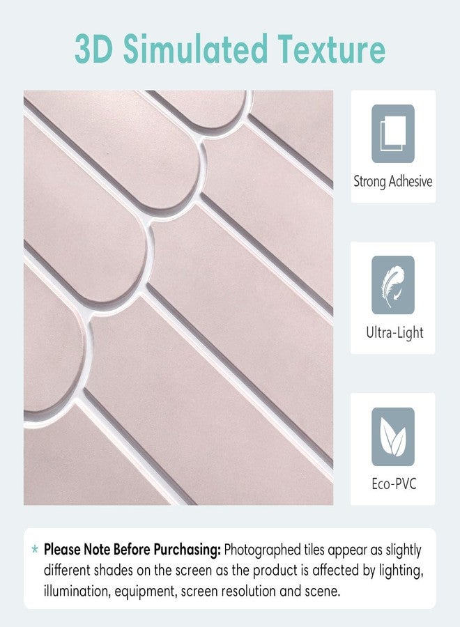 Commomy 10 Pcs 3D Pink Peel and Stick on Splash Back,11'8 x 11'8 Matt UrltraLight PVC Long Fish Scale Self Adhesive Wall Tiles for Kitchen, Bathroom, Living Room, Bedroom, RV - Image 4