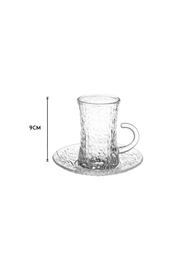 Elegant Saudi tea and coffee set made of pure glass, consisting of 12 tea cups + 12 tea saucers + 12 Saudi coffee cups - Image 3