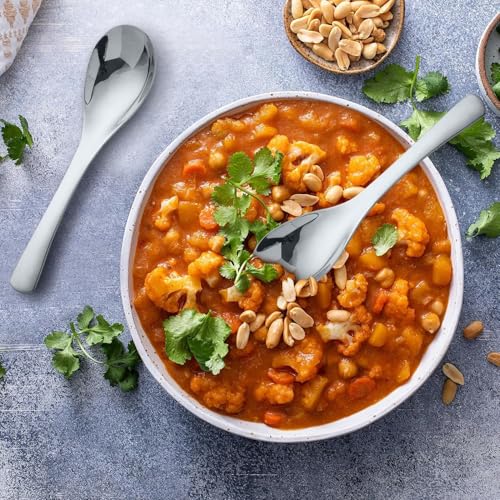 AMZGEAR Stainless Steel Soup Spoons with Deep Bowl, Healthy and Heavy Weight - Dishwasher Safe (Medium, Pack of 12) - Image 5