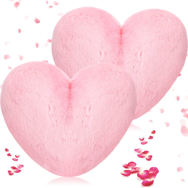 Marsui Marsui 2 Pcs Fluffy Heart Shaped Pillow Plush Cute Heart Shaped Throw Cushion Stuffed Decorative Gift Throw Pillow for Couch Bed Sofa Decoration WomenPink1181 x 1102 Inch 
