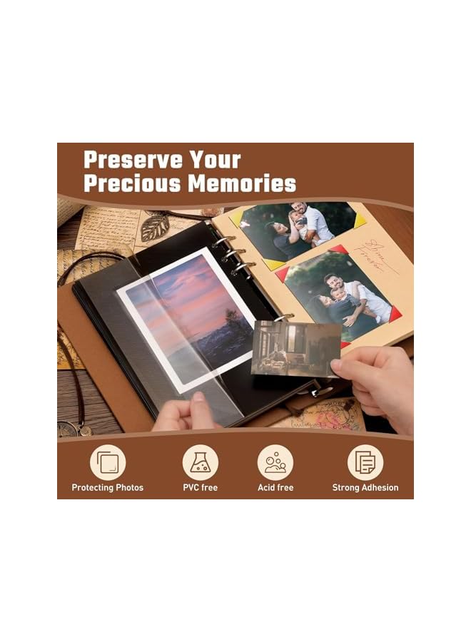 The Bros Photo Album, Leather Scrapbook Photo Album 104 Pages, 32 Self Adhesive Pages 72 Pages Thick Paper DIY Photo Book for 2x3 3x5 4x6 5x7 Picture, Memory Book for Wedding Travel Graduation Birthday Baby - Image 2