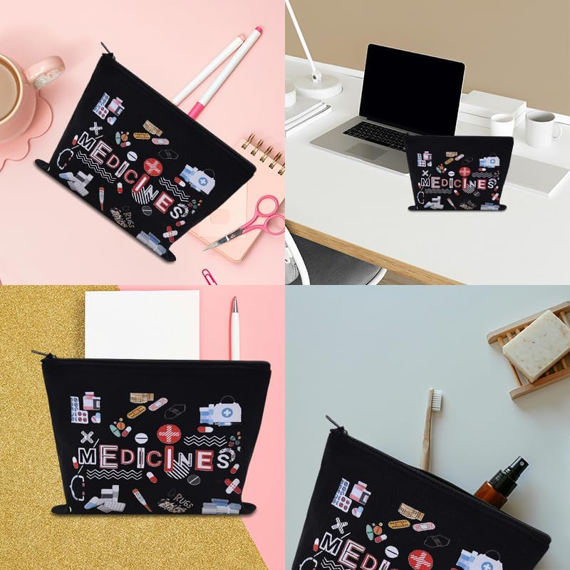 Guqqeuc Medicine Storage Bag Pouch for Women Girls Canvas Medication Organizer Bag for Travel Travelling All My Medicine Bag, Med9 - Image 5