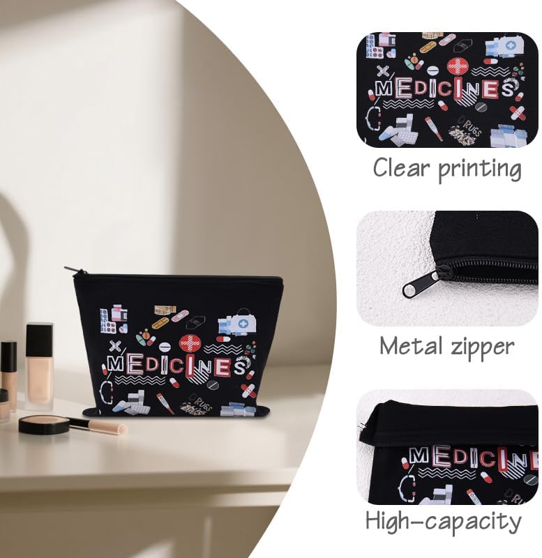 Guqqeuc Medicine Storage Bag Pouch for Women Girls Canvas Medication Organizer Bag for Travel Travelling All My Medicine Bag, Med9 - Image 3