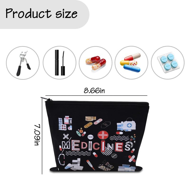Guqqeuc Medicine Storage Bag Pouch for Women Girls Canvas Medication Organizer Bag for Travel Travelling All My Medicine Bag, Med9 - Image 4