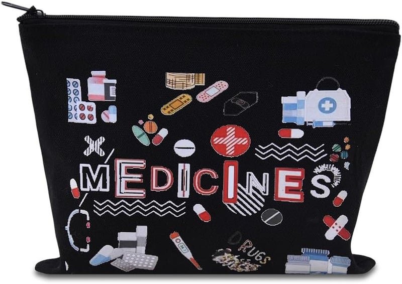 Guqqeuc Medicine Storage Bag Pouch for Women Girls Canvas Medication Organizer Bag for Travel Travelling All My Medicine Bag, Med9 - Image 1