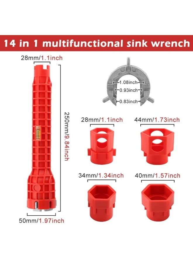 OSHIMA 14-in-1 Multifunctional Faucet Wrench, Faucet Tool Sink Wrench, Change Faucet Tool for Kitchen, Multifunctional Plumbing Under Sink Wrench, for Toilet Bowl, Sink, Bathroom, Kitchen Plumbing - Image 2