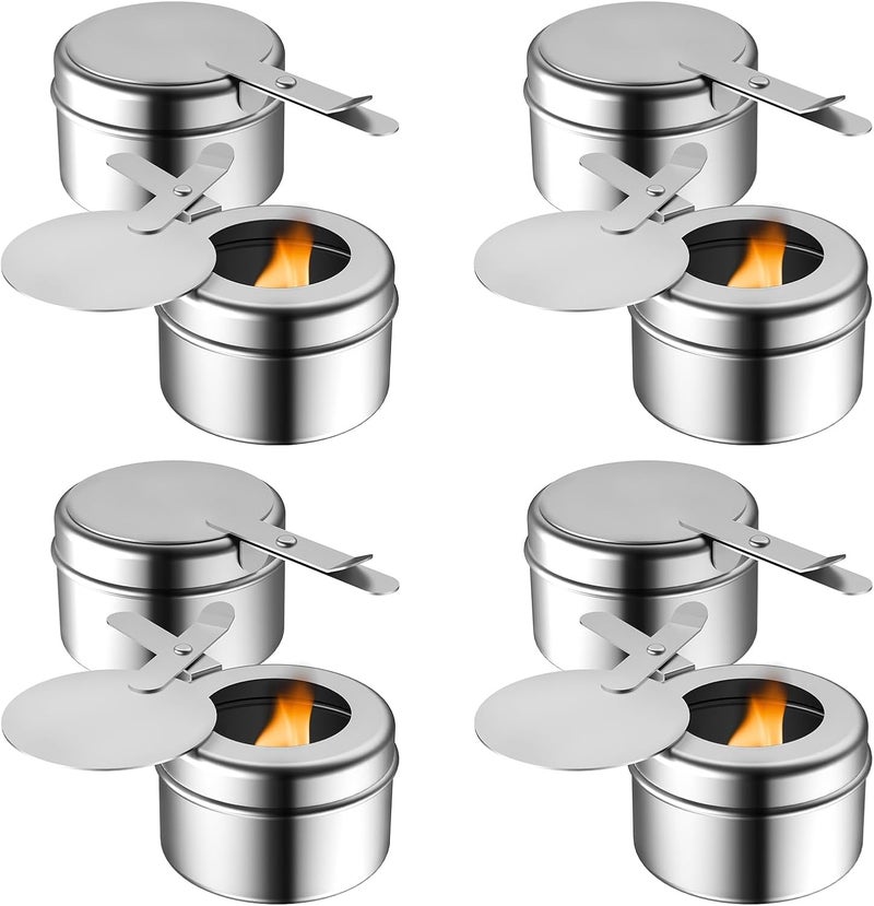 Fasmov 8 Pack Chafing Fuel Holder, Stainless Steel Fuel Holders with Safety Cover, Canned Heat Holder for Chafing Dish, Canned Heat Box Holder for Buffet Barbecue Parties Chafing Dish Buffet - Image 1