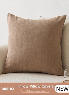 DUNISO Soft Textured Throw Decorative Pillow Covers Square Accent Solid Cushion Cover Cozy Neutral Farmhouse Pillow Case for Couch Sofa Bedroom Living Room 18x18 Inch  - Image 1