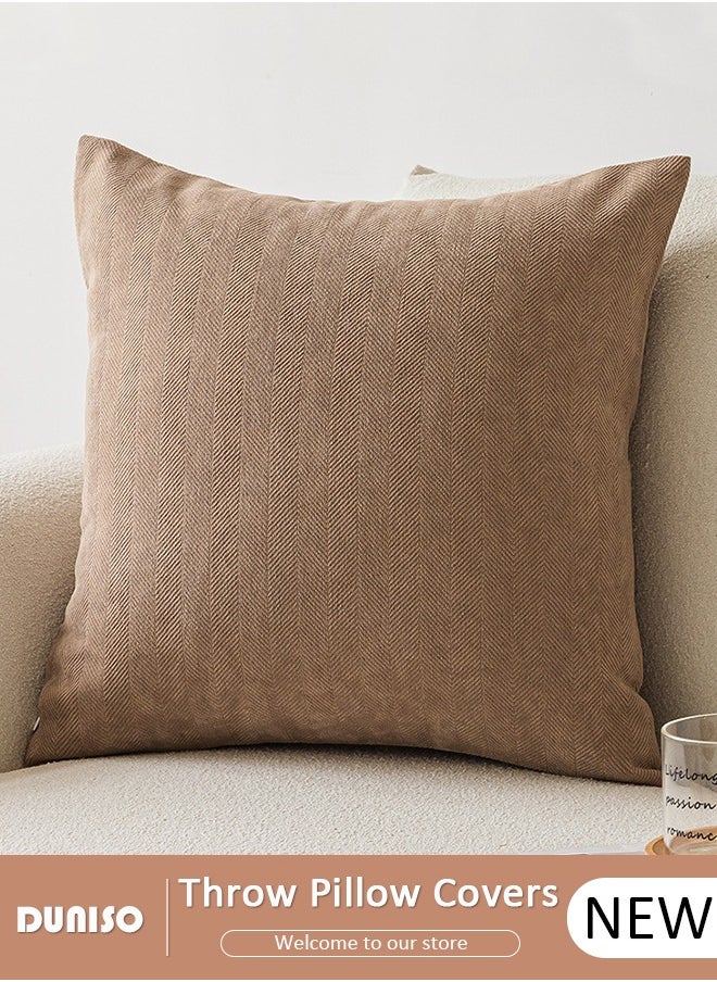 DUNISO Soft Textured Throw Decorative Pillow Covers Square Accent Solid Cushion Cover Cozy Neutral Farmhouse Pillow Case for Couch Sofa Bedroom Living Room 18x18 Inch  - Image 1