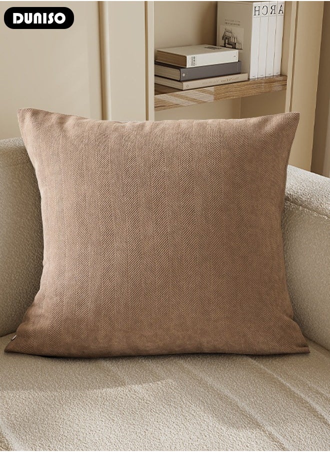 DUNISO Soft Textured Throw Decorative Pillow Covers Square Accent Solid Cushion Cover Cozy Neutral Farmhouse Pillow Case for Couch Sofa Bedroom Living Room 18x18 Inch  - Image 5