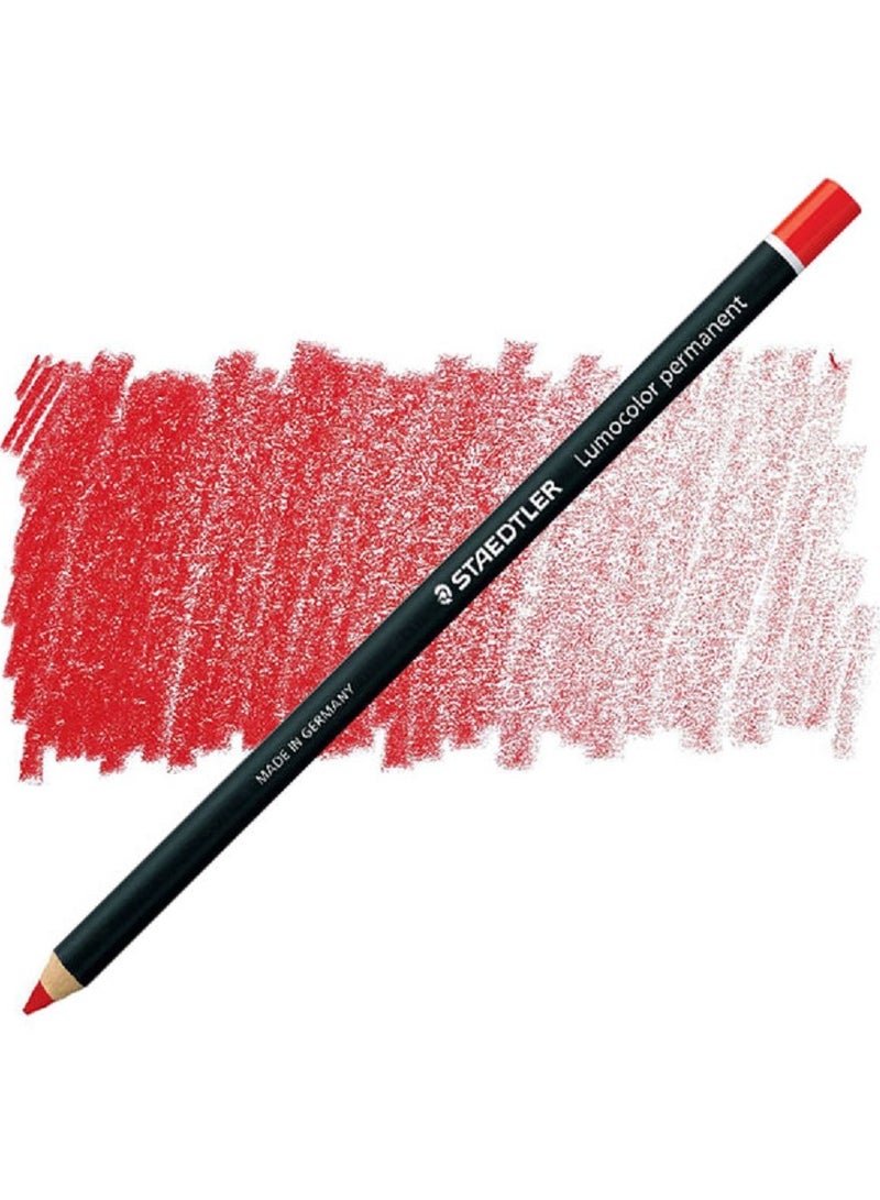 STAEDTLER Waterproof Permanent Color Pen - Red- Ideal for use on almost all places including glass, wood, leather, stone, plastic and paper -Staedtler Lumocolor 108 Yellow Pencil - Image 1