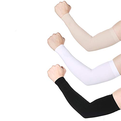 Finrray UV Protection Cooling Arm Sleeves Sun Sleeves Arm Cover for Women &Girls&Adult&Youth&Men Cycling, Running,Golf,Outdoor Tattoos Arm Warmer -Black,White,Beige - Image 1
