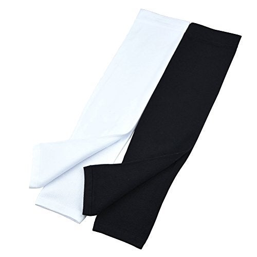 Finrray UV Protection Cooling Arm Sleeves Sun Sleeves Arm Cover for Women &Girls&Adult&Youth&Men Cycling, Running,Golf,Outdoor Tattoos Arm Warmer -Black,White,Beige - Image 2