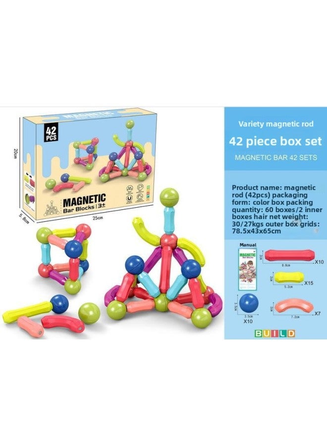 Magnetic Stick Children's Assembled Building Blocks Early Education Intelligence Development Boys And Girls Assembled Building Blocks Educational Toys-Specifications:64 Magnetic Rod Building Blocks (color Box Packaging, Box 48 Boxes) - Image 2
