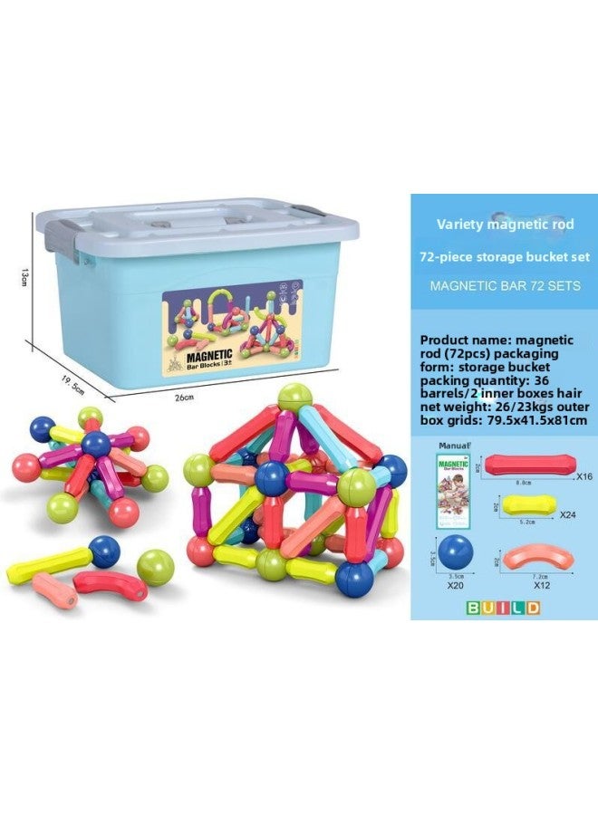 Magnetic Stick Children's Assembled Building Blocks Early Education Intelligence Development Boys And Girls Assembled Building Blocks Educational Toys-Specifications:64 Magnetic Rod Building Blocks (color Box Packaging, Box 48 Boxes) - Image 4