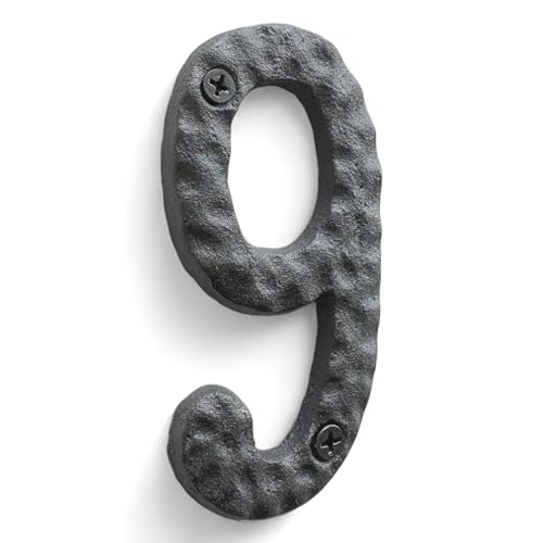 NACH JS-RN4-9 Rustic Cast Iron House Numbers, 4 Inch, Black - Image 2