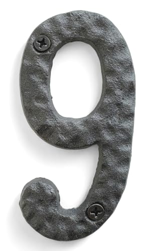 NACH JS-RN4-9 Rustic Cast Iron House Numbers, 4 Inch, Black - Image 1