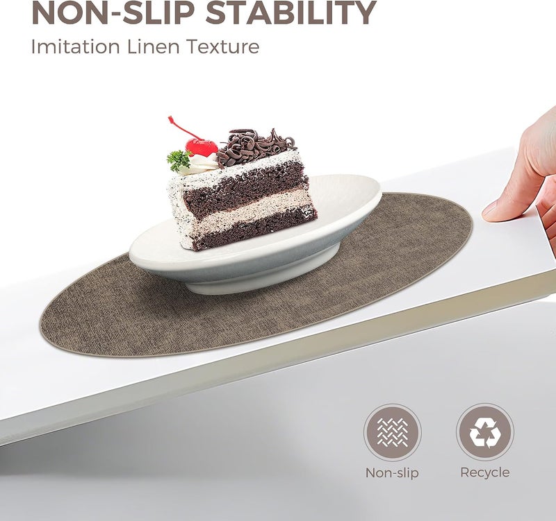 NCUE 13" Round Placemats Set of 8, Reversible Faux Leather Heat Resistant Table Mats, Waterproof Oilproof Wipeable Table Protective Placemats for Vinyl, Washable for Indoor & Outdoor Use (8, Dark Coffee) - Image 4