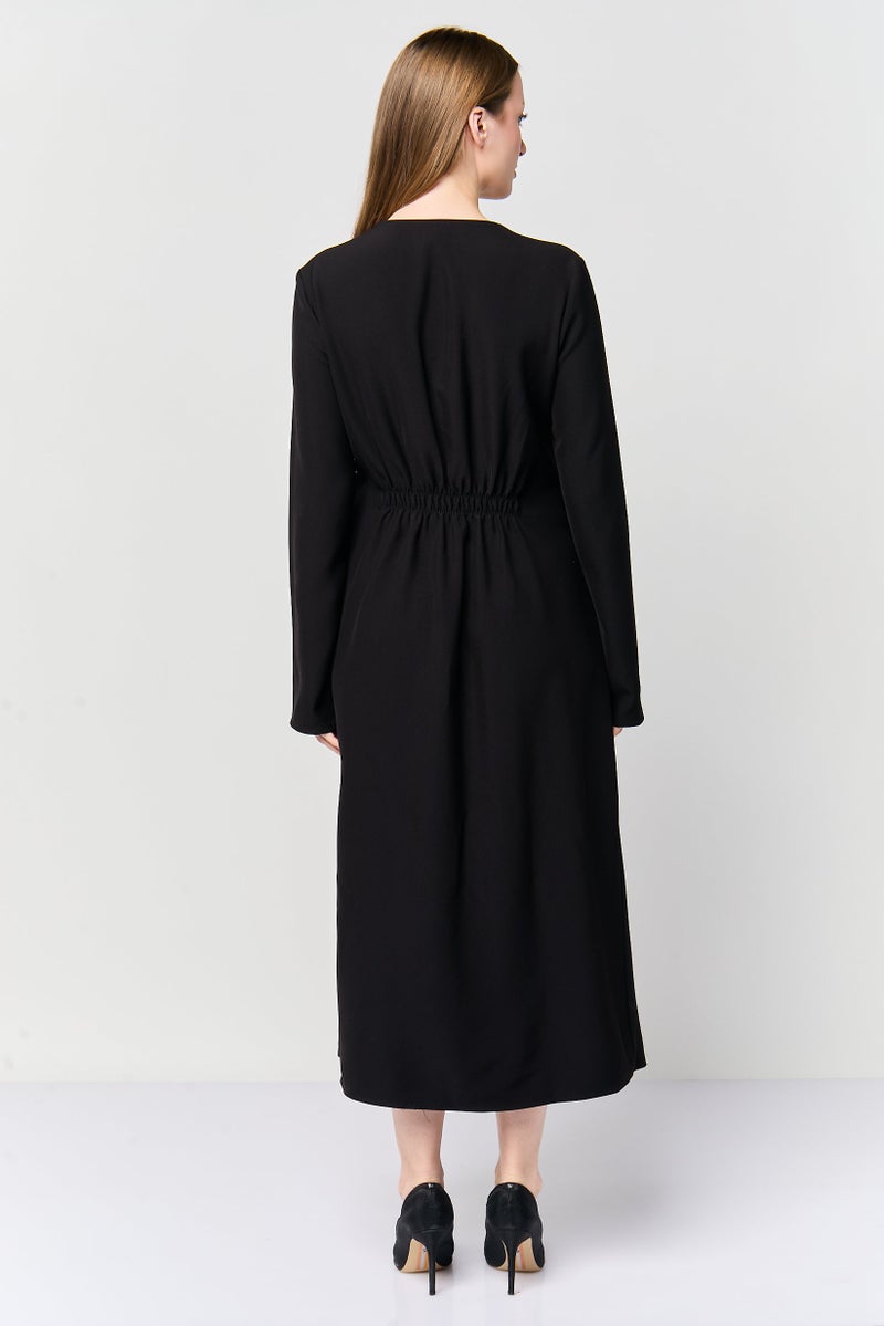 DKNY Women Plain Midi Dress, Black - Image 4