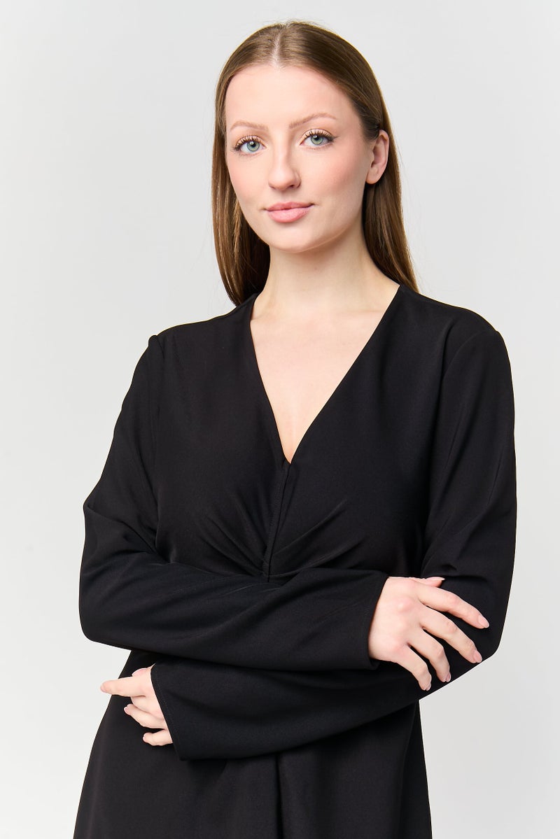 DKNY Women Plain Midi Dress, Black - Image 2