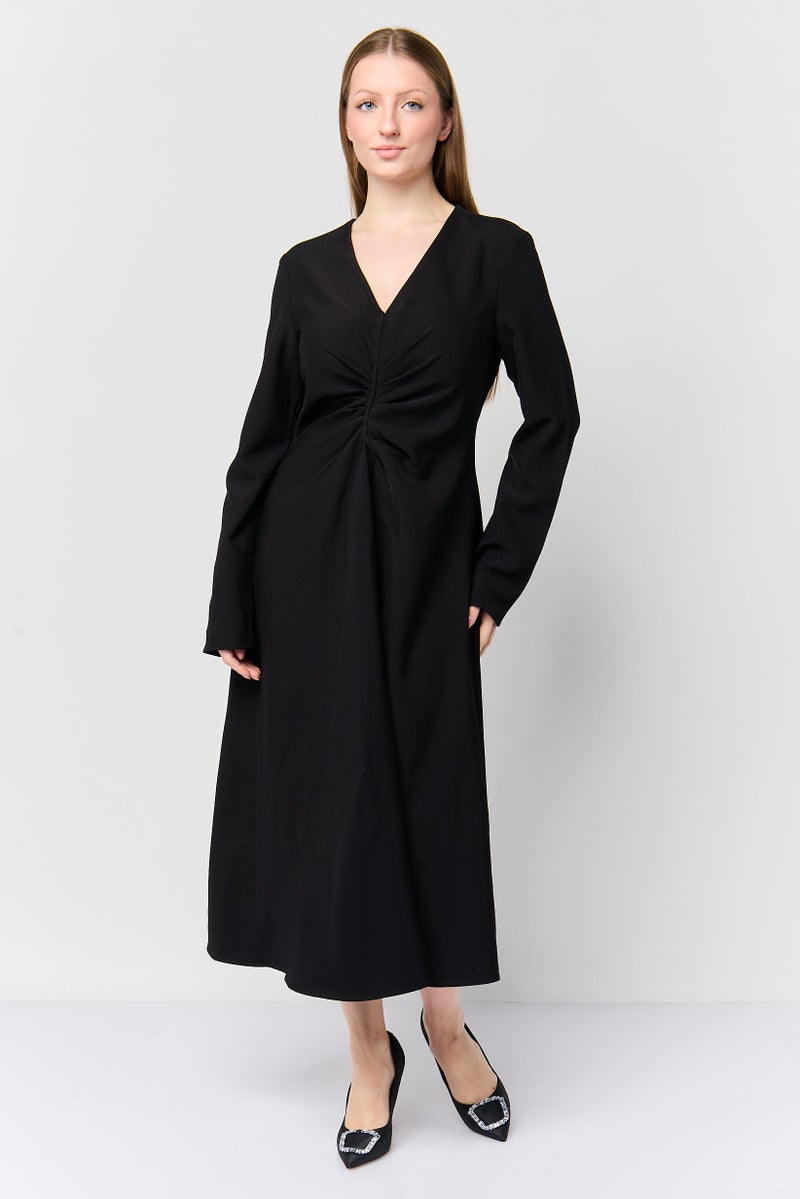 DKNY Women Plain Midi Dress, Black - Image 1